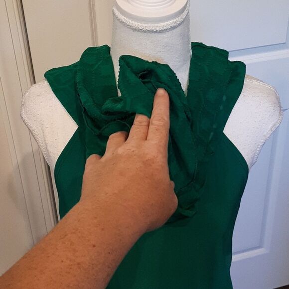 Notations Emerald Green Tank Shirt with Green Sheer Overlay NWT - Picture 8 of 13